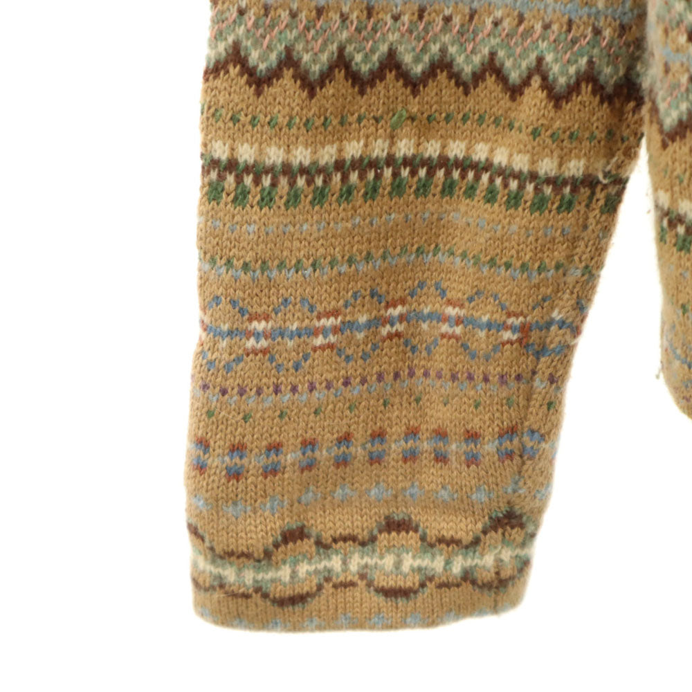 ローレンラルフローレン フェアアイル柄 長袖 ショールカラー ニットカーディガン L ブラウン LAUREN RALPH LAUREN レディース