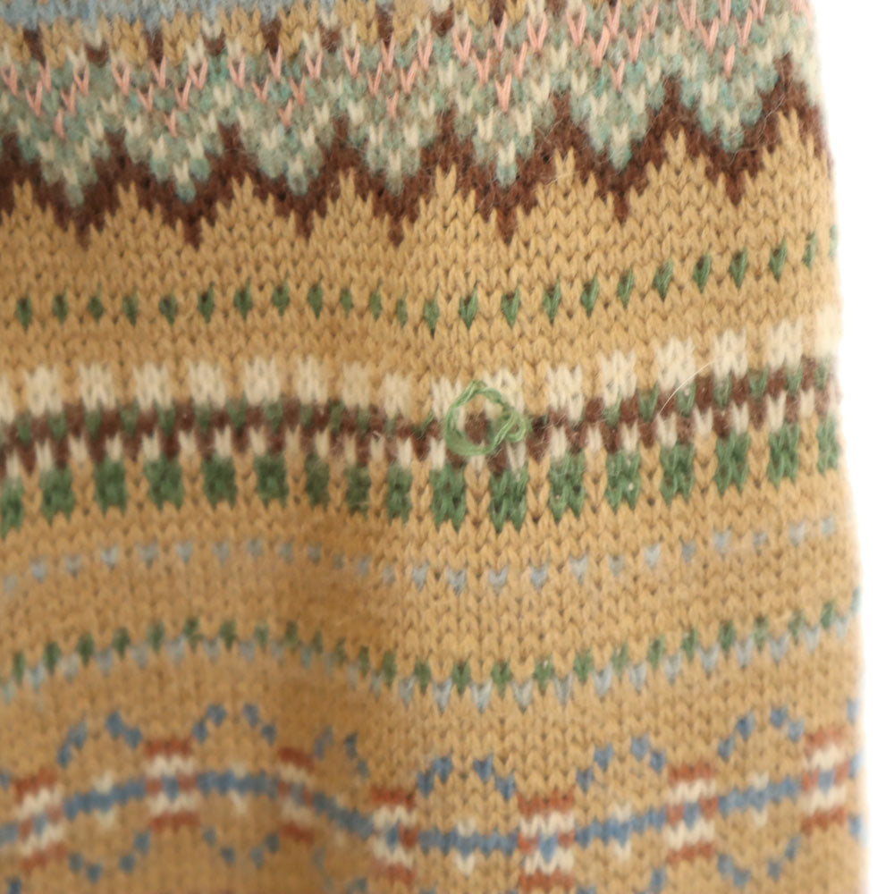 ローレンラルフローレン フェアアイル柄 長袖 ショールカラー ニットカーディガン L ブラウン LAUREN RALPH LAUREN レディース