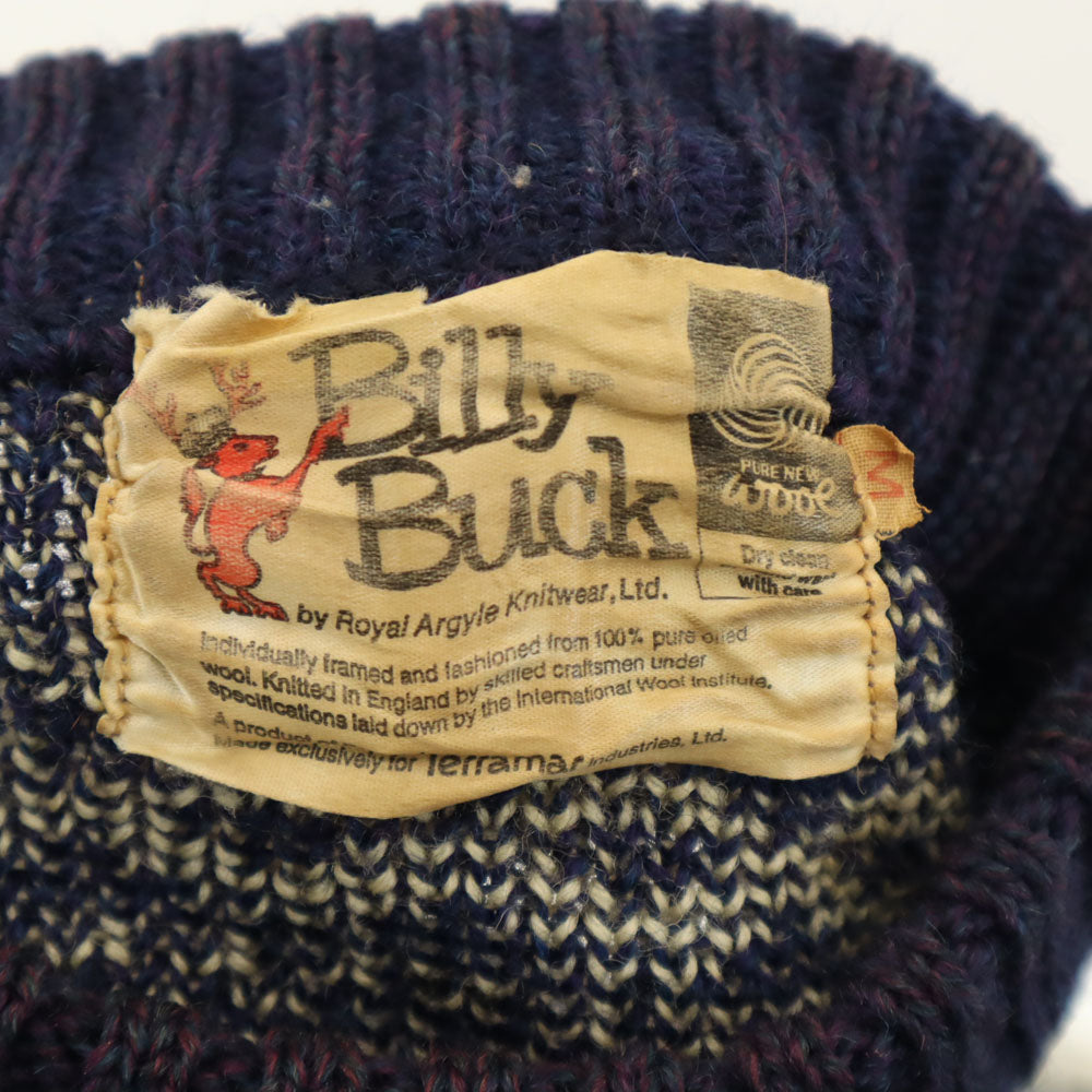 Billy Buck 70s 80s ヴィンテージ ノルディック柄 長袖 セーター M ネイビー ニット レディース