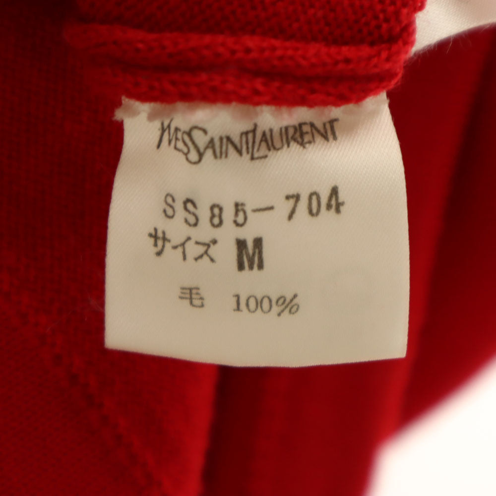 YVES SAINT LAURENT イヴサンローラン 長袖 ニット 上下 セットアップ M レッド スカート レディース