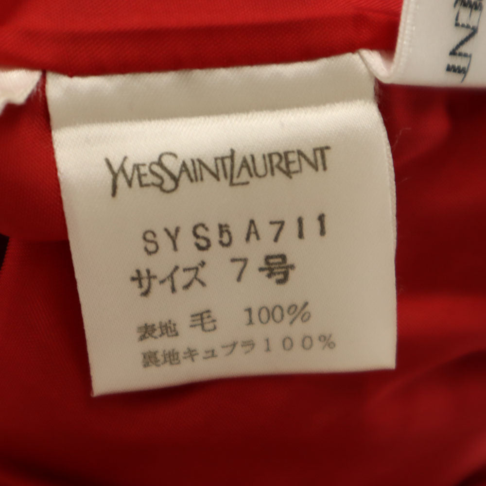 YVES SAINT LAURENT イヴサンローラン 長袖 ニット 上下 セットアップ M レッド スカート レディース