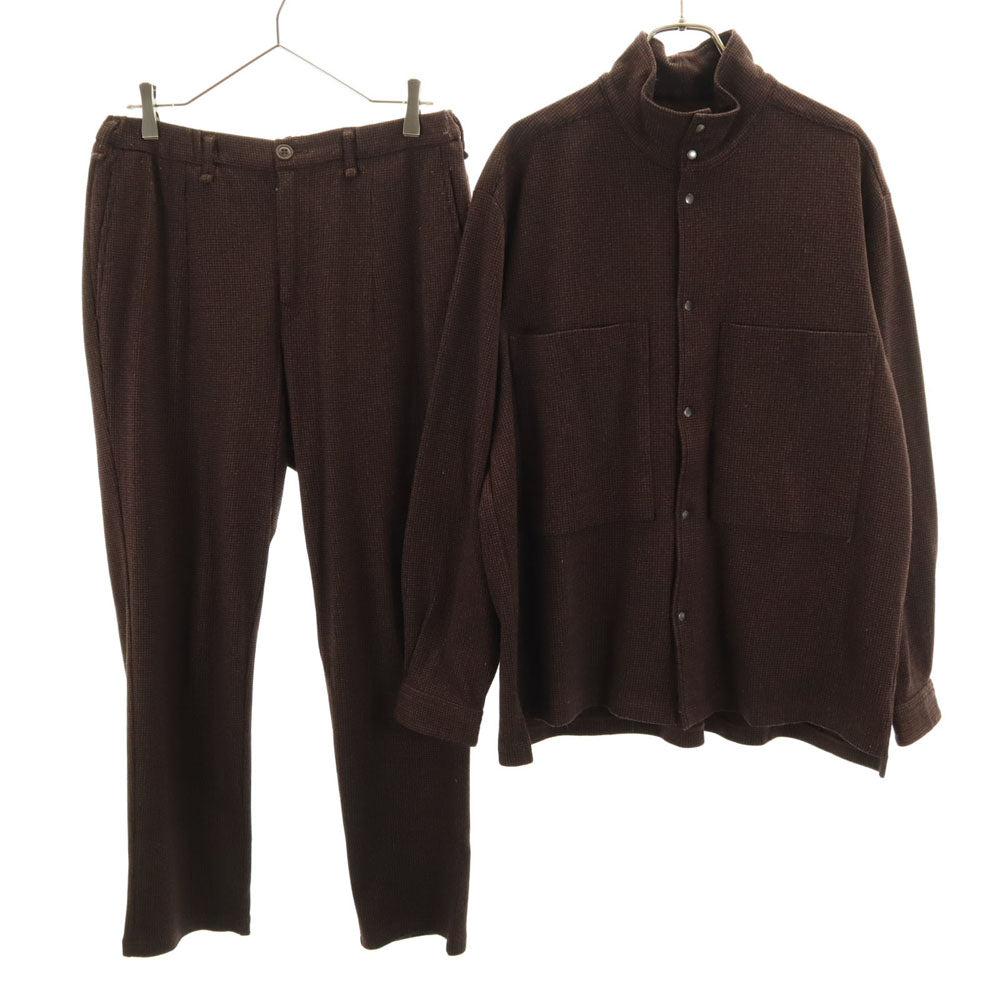 カーリーアンドシーオー 日本製 長袖 シャツ 上下 セットアップ 2 ブラウン メンズ