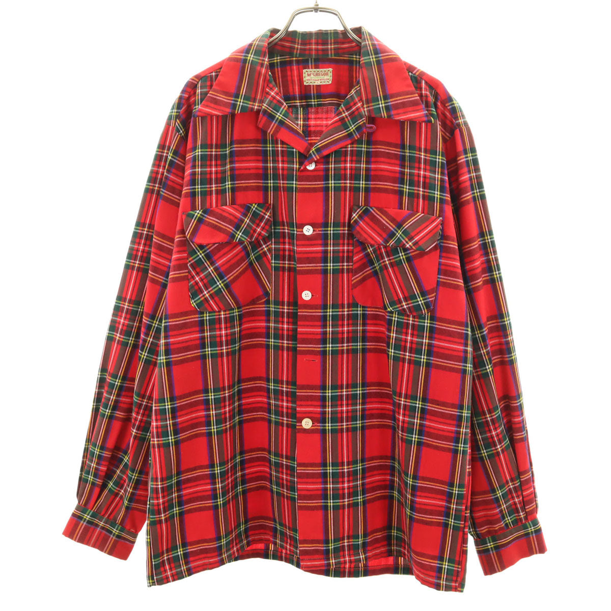 McGregor マクレガー 50s ヴィンテージ タータンチェック チェック柄 長袖 オープンカラーシャツ L タータンチェック 開襟 メンズ