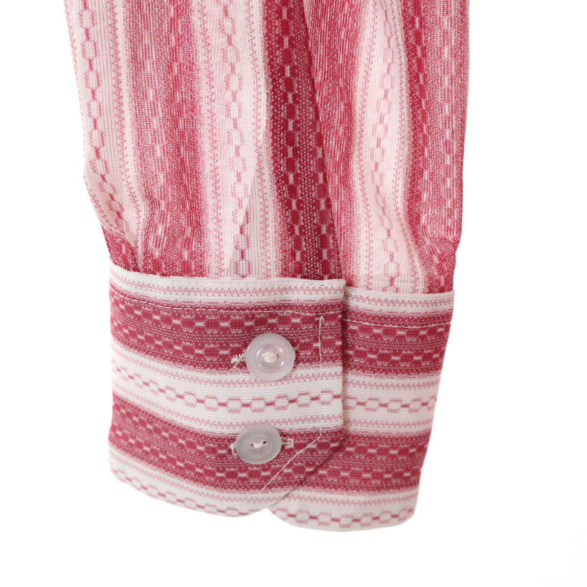 LE MANS 70s ヴィンテージ 衿芯 ストライプ柄 長袖 ボタンダウンシャツ 16-321/2 ピンク メンズ