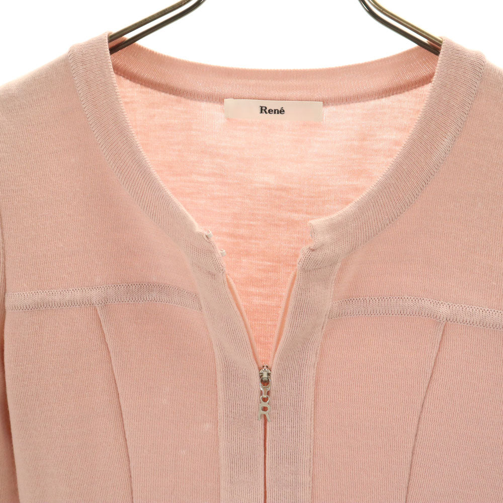 Rene ルネ ウール 日本製 ジップジャケット 36 ピンク レディース