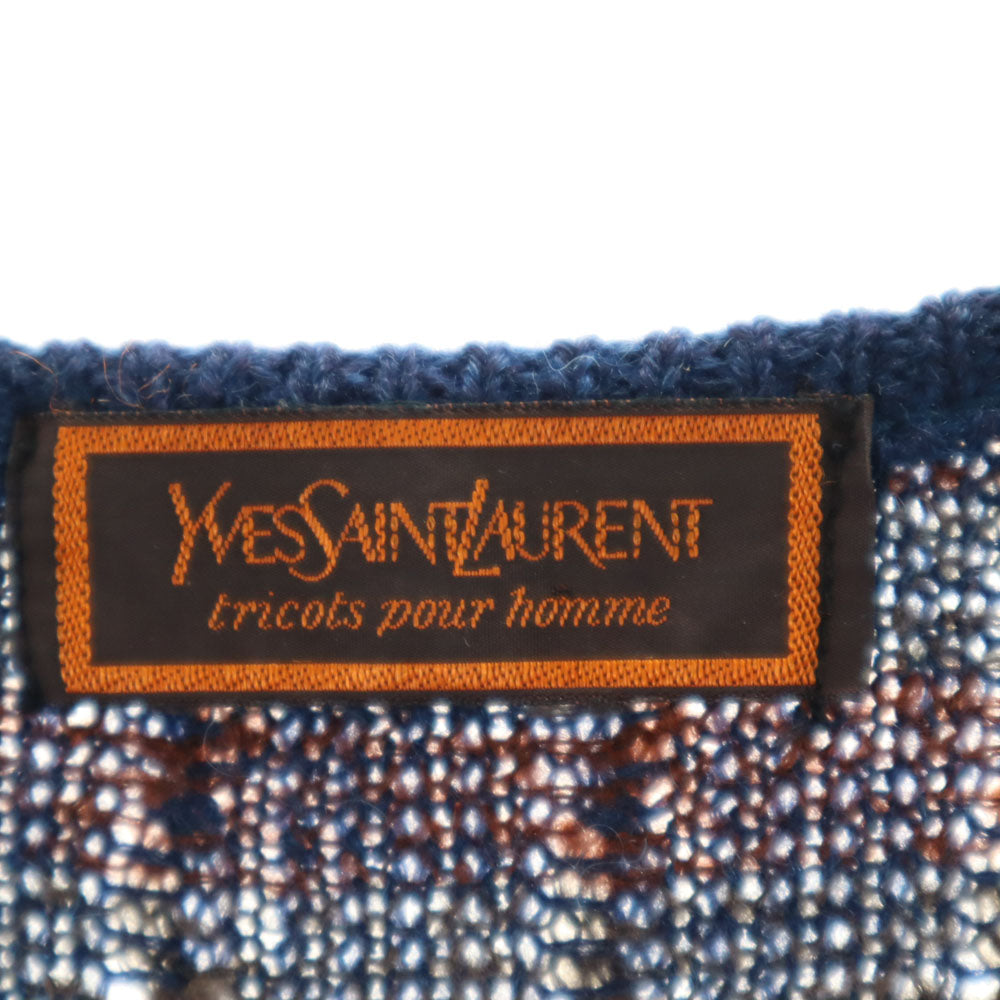 YVES SAINT LAURENT イヴサンローラン 90s オールド Vネック ニットベスト M ネイビー メンズ