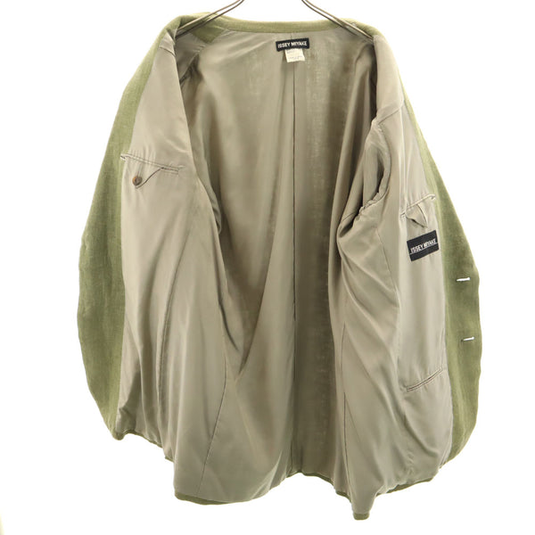 イッセイミヤケ 日本製 ほうり布 テーラードジャケット XL オリーブ系