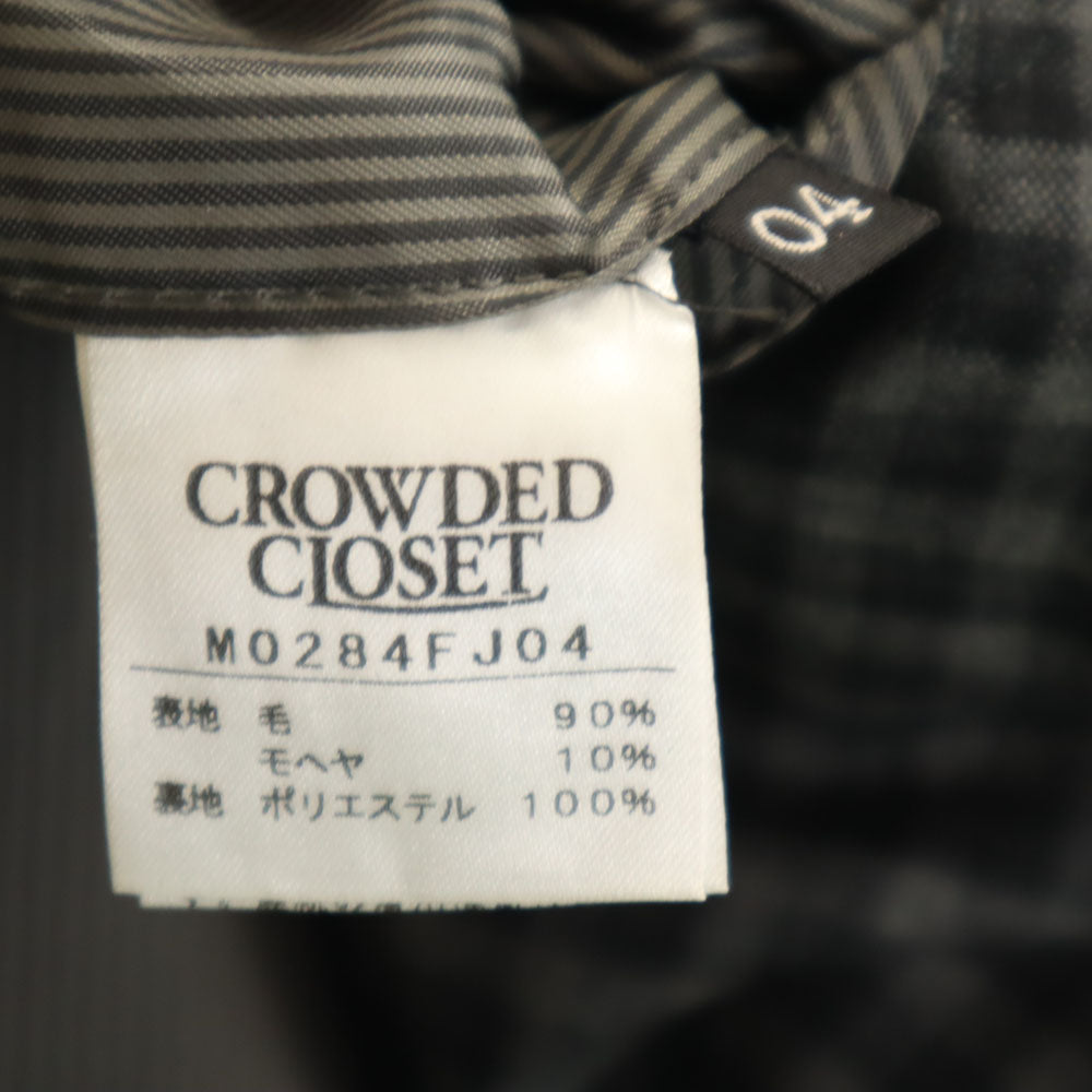 美品 クラウデッドクローゼット メンズビギ チェック柄 テーラードジャケット 4 グレー CROWDED CLOSET MEN'S BIGI ブレザー メンズ