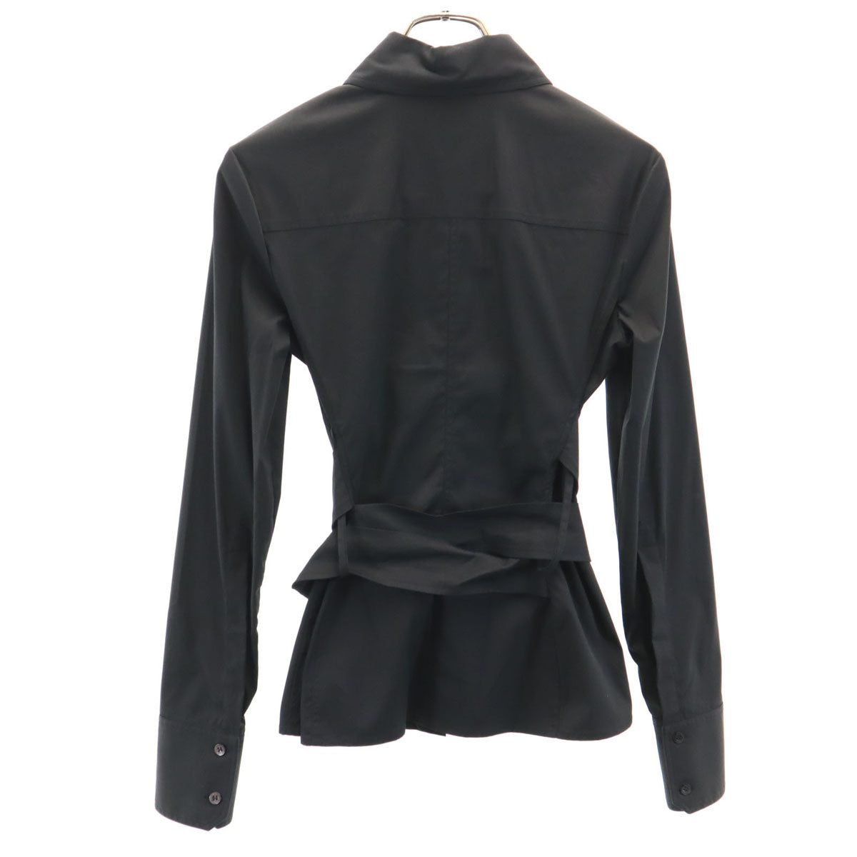 GUCCI グッチ イタリア製 長袖 ベルト付き シャツ 38 ブラック レディース