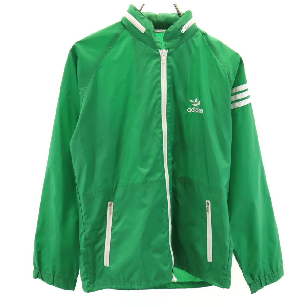 アディダス 70s 80s ヴィンテージ デサント製 トレフォイルロゴ ナイロンジャケット S グリーン adidas フード付き メンズ