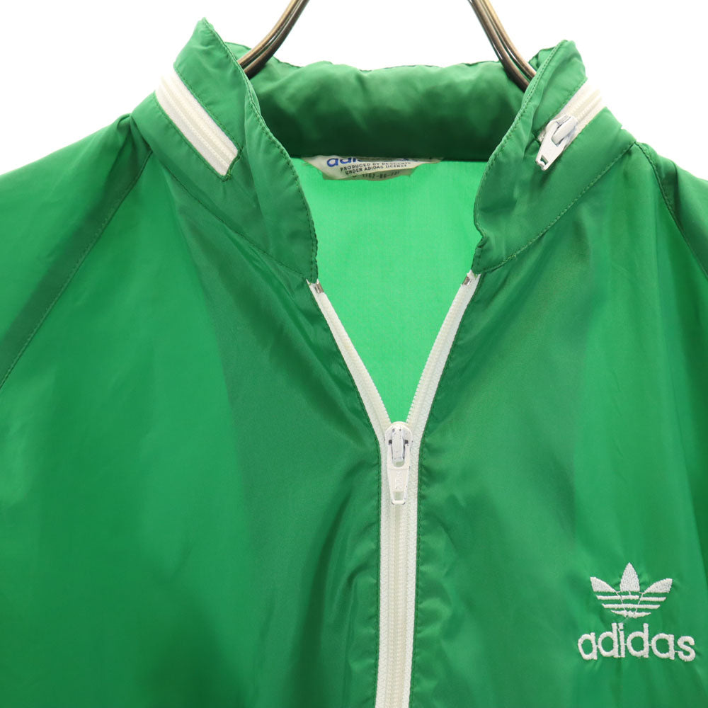 アディダス 70s 80s ヴィンテージ デサント製 トレフォイルロゴ ナイロンジャケット S グリーン adidas フード付き メンズ