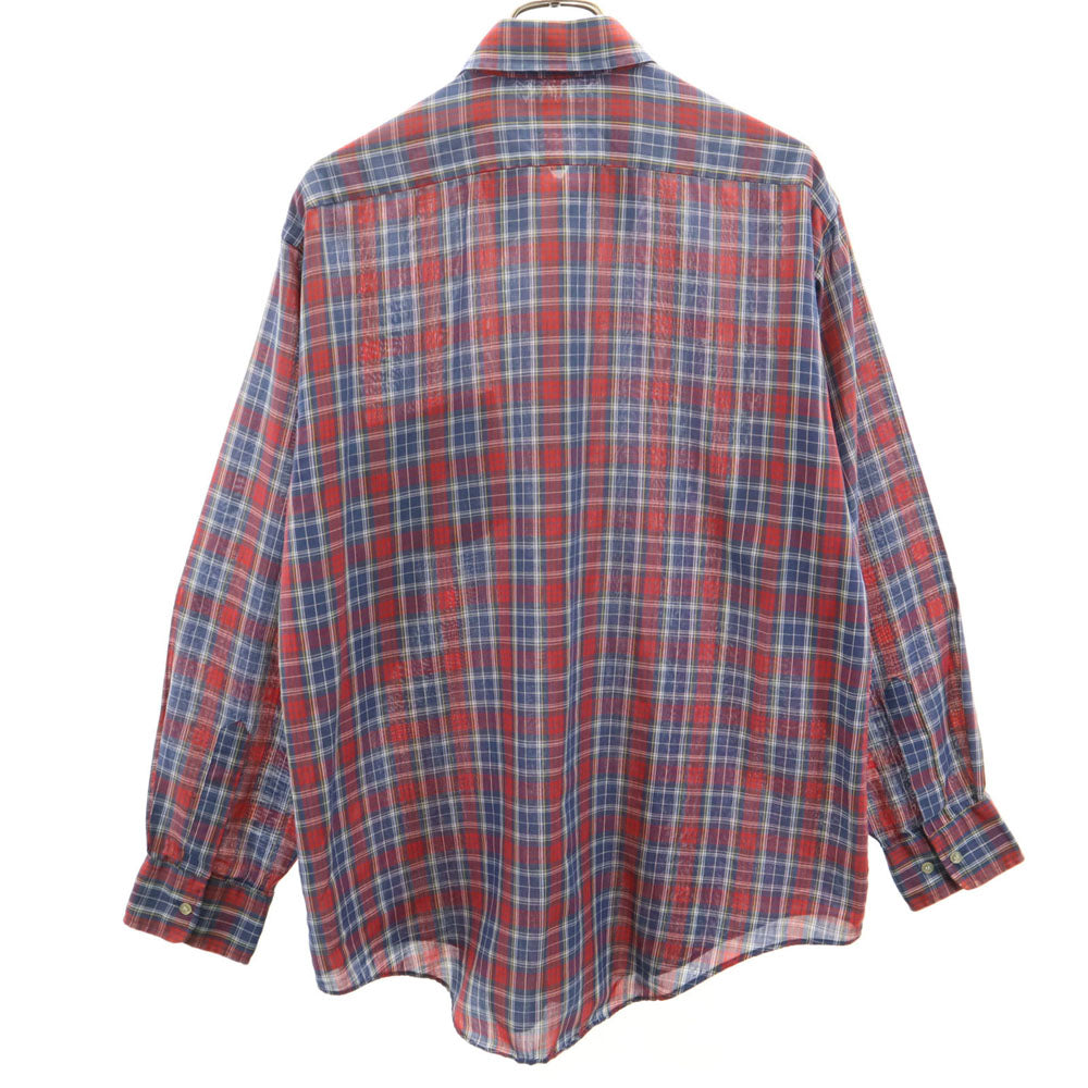 McGregor マクレガー 90s オールド 衿芯 チェック柄 長袖 ボタンダウンシャツ L レッド×ブルー メンズ