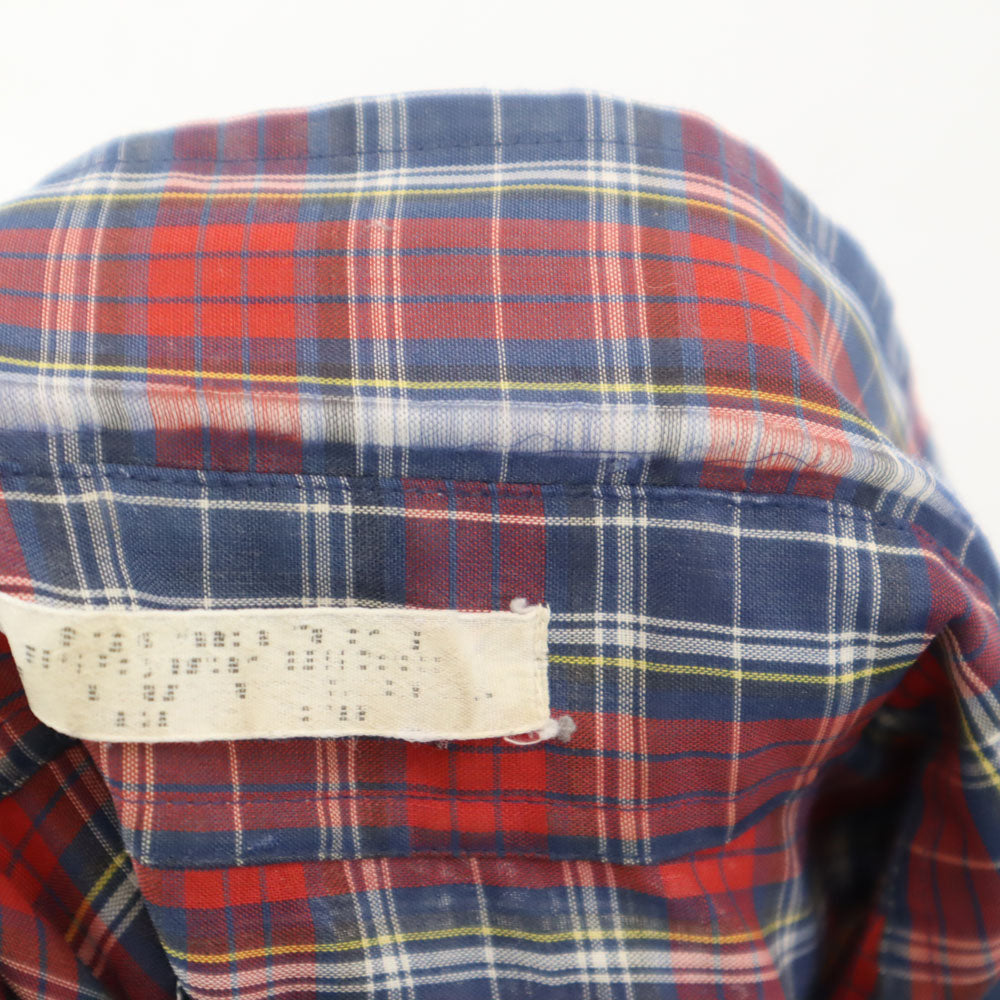McGregor マクレガー 90s オールド 衿芯 チェック柄 長袖 ボタンダウンシャツ L レッド×ブルー メンズ