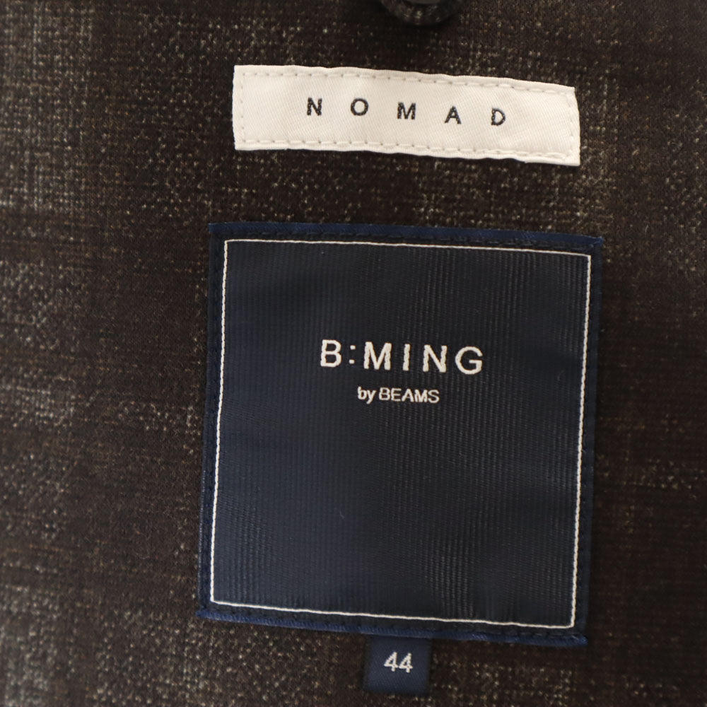 ビーミングバイビームス チェック柄 テーラードジャケット 44 ブラウン系 B:MING by BEAMS ストレッチ メンズ