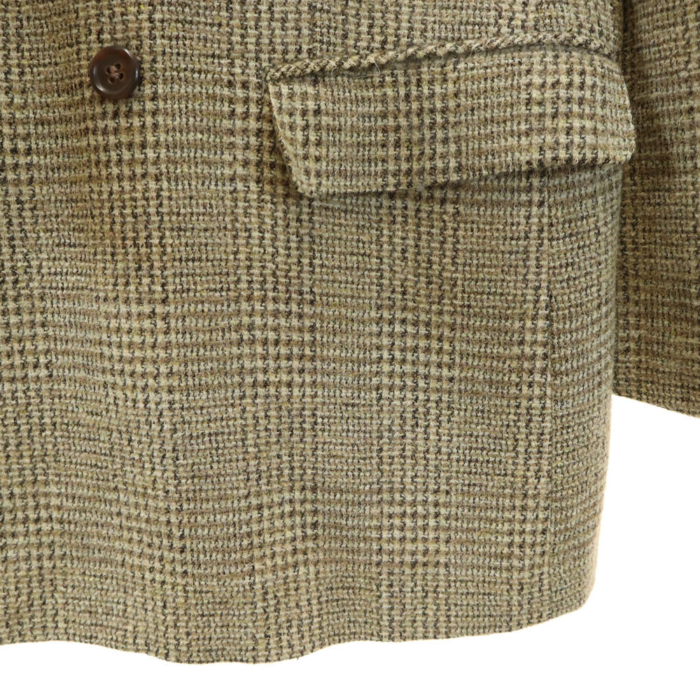 LANVIN ランバン 70s 80s ヴィンテージ ウールブレンド チェック柄 テーラードジャケット R50-46 ベージュ系 メンズ