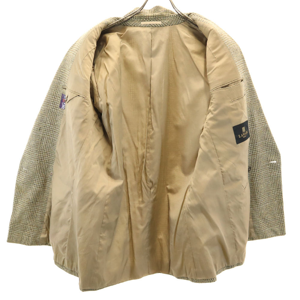 LANVIN ランバン 70s 80s ヴィンテージ ウールブレンド チェック柄 テーラードジャケット R50-46 ベージュ系 メンズ
