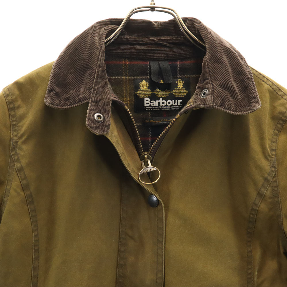 Barbour バブアー イングランド製 3ワラント ニューマーケット オイルドジャケット 10 カーキブラウン 中綿入り レディース