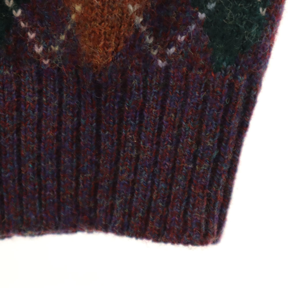 チャップスラルフローレン 70s ヴィンテージ シェットランドウール アーガイル柄 Vネック ニットベスト S パープル系 CHAPS RALPH LAUREN メンズ