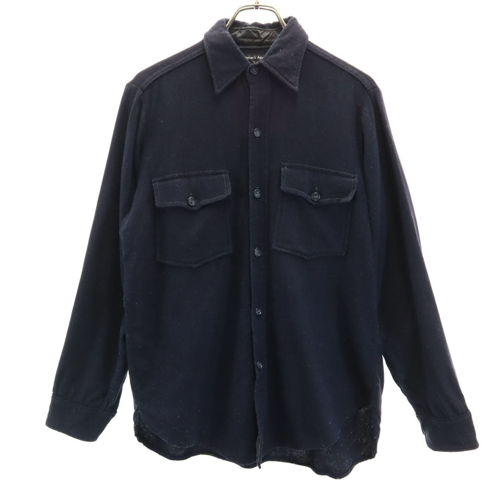 BROWNING 80s 70s ウールブレンド ヴィンテージ 長袖 シャツ M ネイビー メンズ
