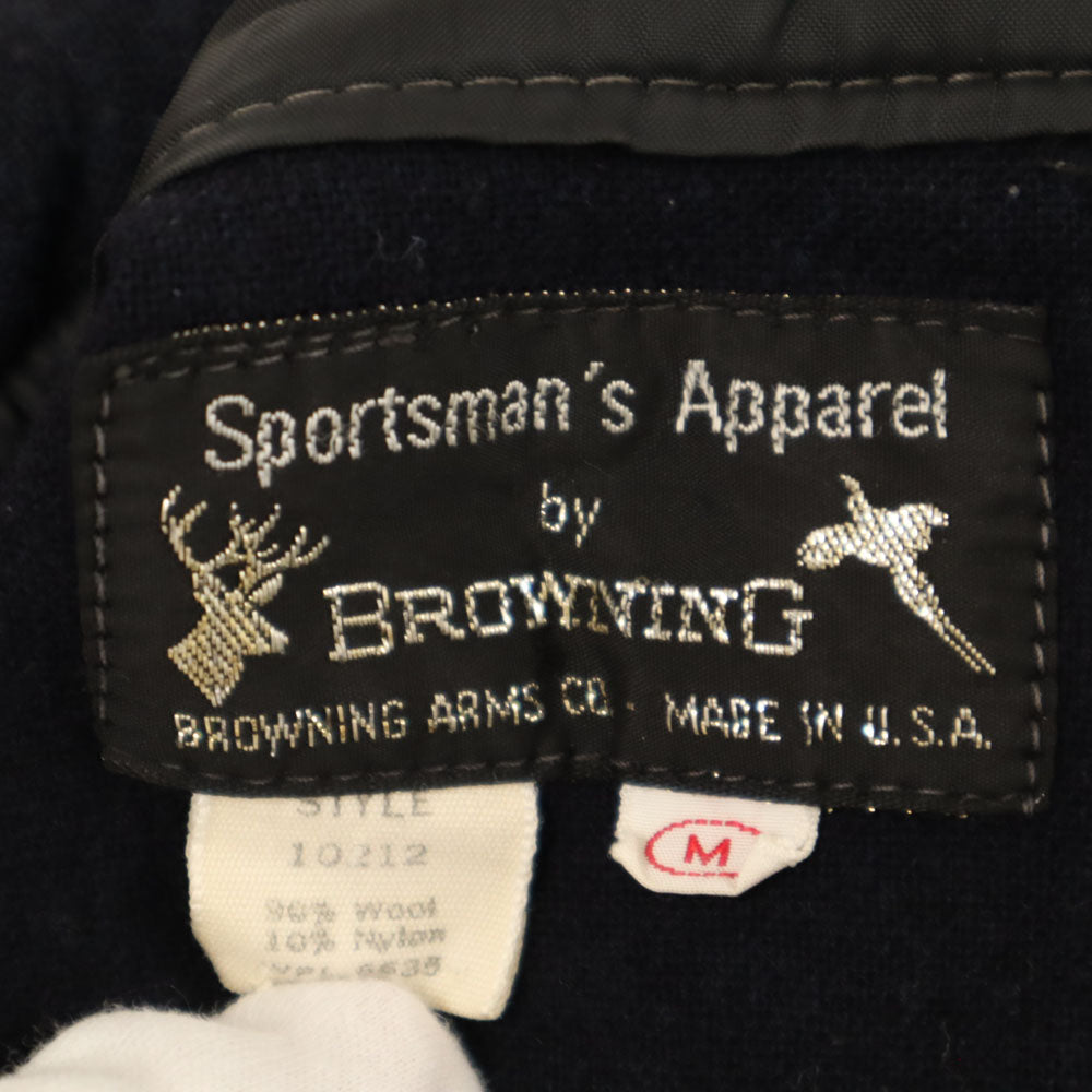 BROWNING 80s 70s ウールブレンド ヴィンテージ 長袖 シャツ M ネイビー メンズ