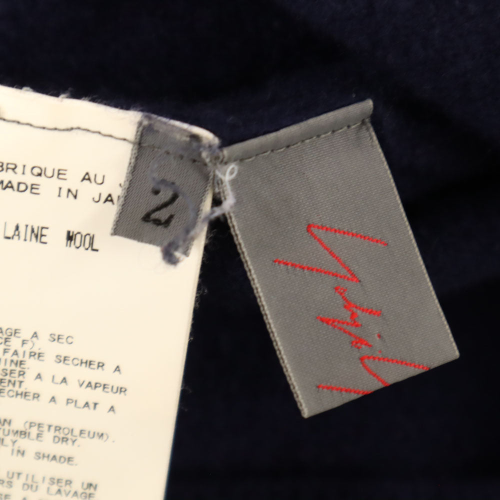 YOHJI YAMAMOTO+NOIR ヨウジヤマモトプリュスノアール 日本製 ウール 長袖 タートルネック ニット 2 ネイビー レディース