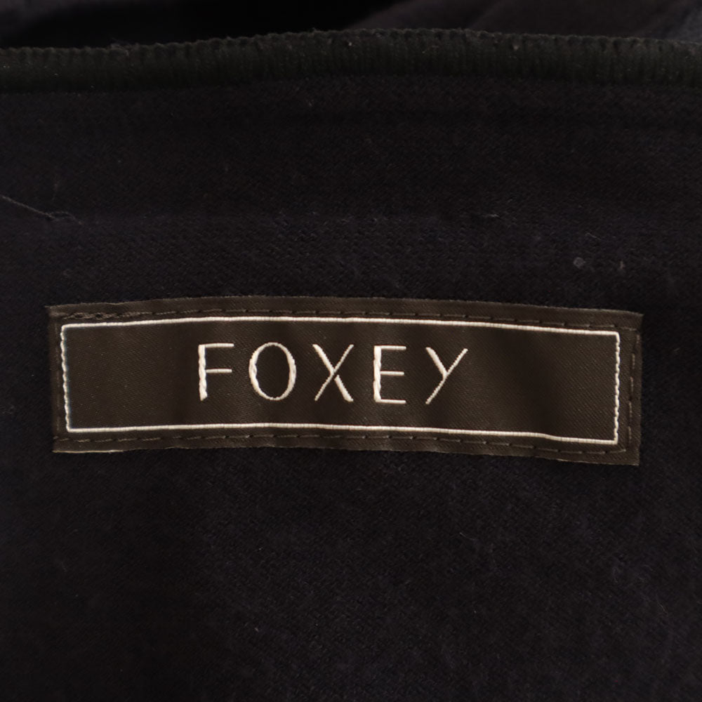 FOXEY フォクシー 日本製 長袖 ジップアップ カーディガン 38 濃紺 レディース