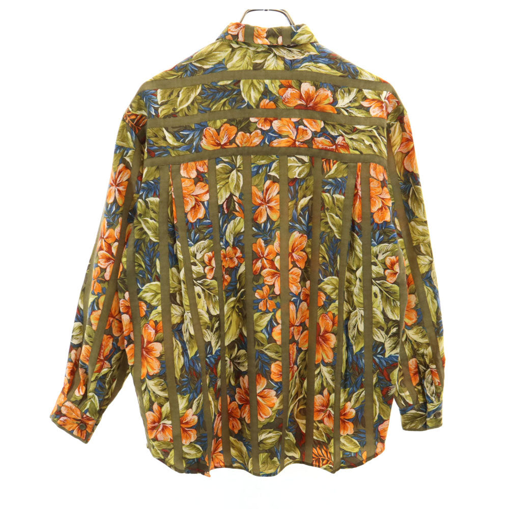 Christian Dior SPORTS クリスチャンディオールスポーツ 90s オールド 花柄 長袖 シャツ M カーキ系 レディース