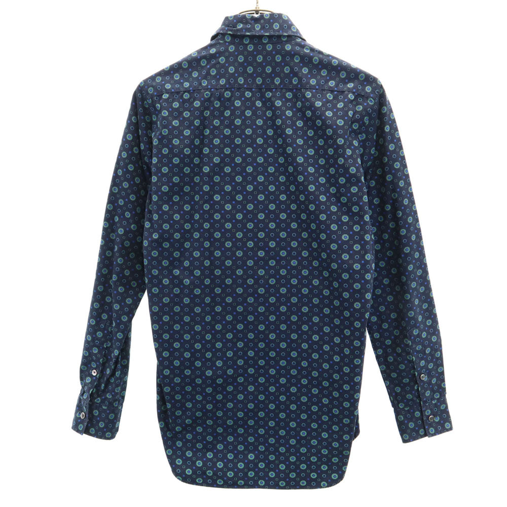 JOHN LAWRENCE SULLIVAN ジョンローレンスサリバン 日本製 総柄 長袖 シャツ 36 ネイビー メンズ
