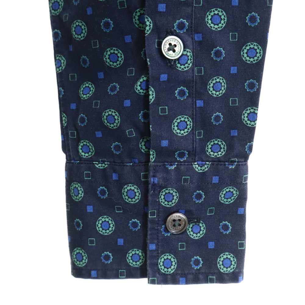 JOHN LAWRENCE SULLIVAN ジョンローレンスサリバン 日本製 総柄 長袖 シャツ 36 ネイビー メンズ