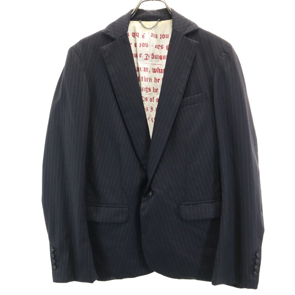 FranCisT_MOR.K.S. フランシストモークス 日本製 バックプリント ストライプ柄 テーラードジャケット 1 チャコールブラック ブレザー メンズ