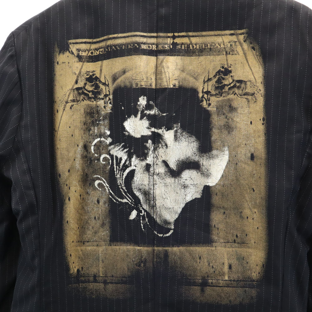 FranCisT_MOR.K.S. フランシストモークス 日本製 バックプリント ストライプ柄 テーラードジャケット 1 チャコールブラック ブレザー メンズ