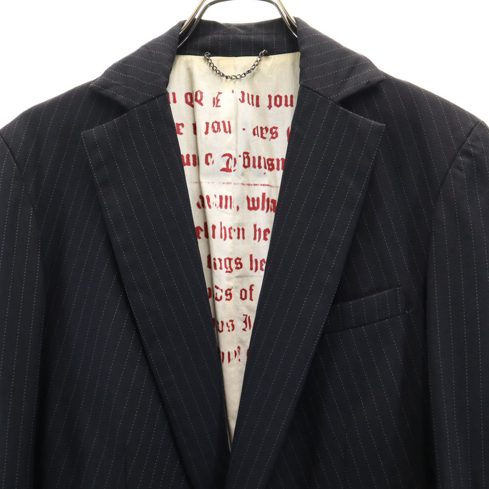 FranCisT_MOR.K.S. フランシストモークス 日本製 バックプリント ストライプ柄 テーラードジャケット 1 チャコールブラック ブレザー メンズ