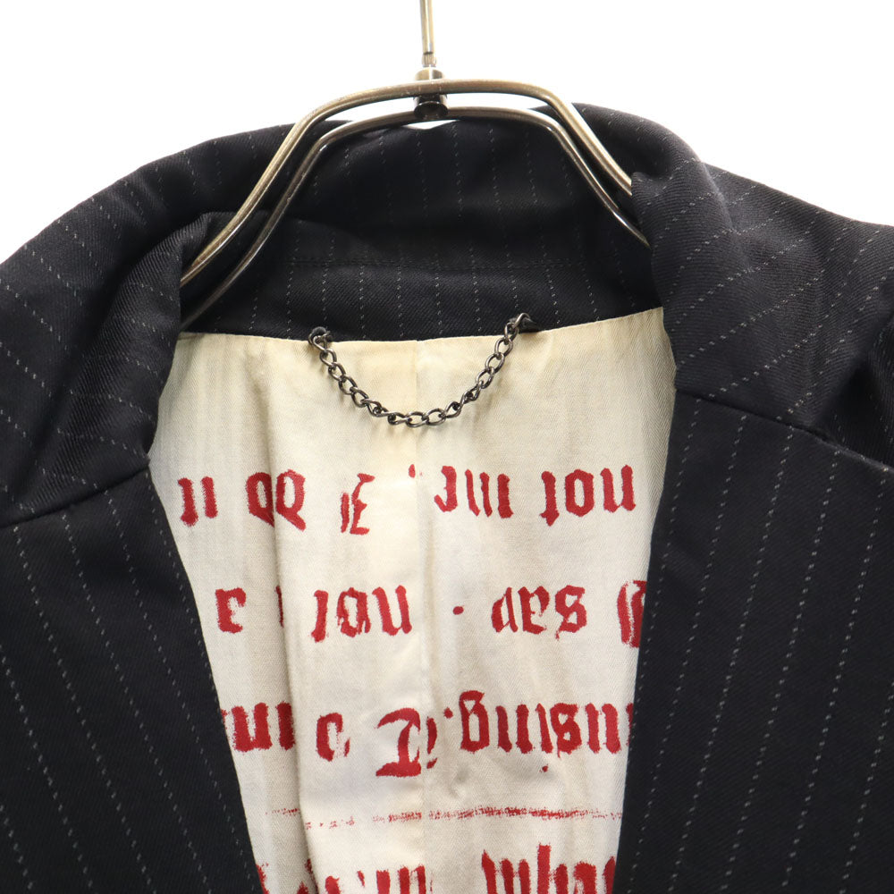 FranCisT_MOR.K.S. フランシストモークス 日本製 バックプリント ストライプ柄 テーラードジャケット 1 チャコールブラック ブレザー メンズ