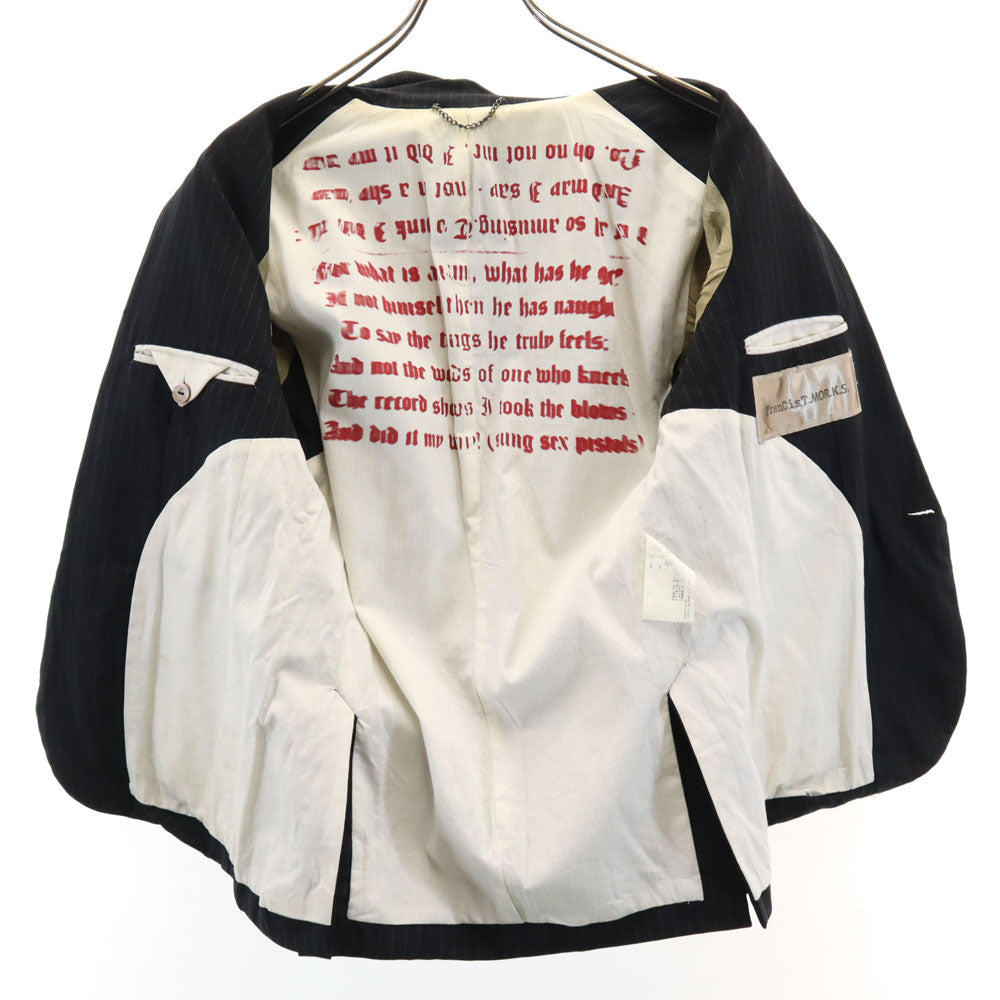 FranCisT_MOR.K.S. フランシストモークス 日本製 バックプリント ストライプ柄 テーラードジャケット 1 チャコールブラック ブレザー メンズ