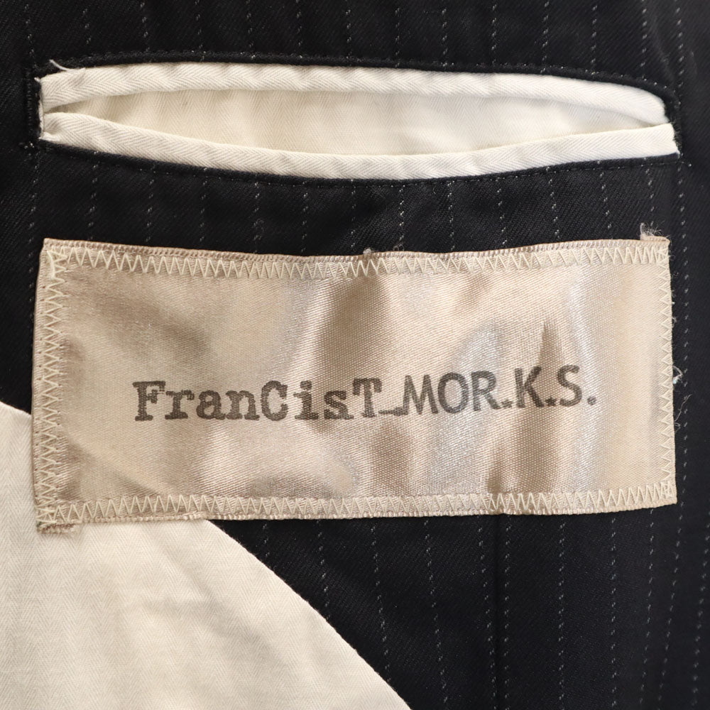 FranCisT_MOR.K.S. フランシストモークス 日本製 バックプリント ストライプ柄 テーラードジャケット 1 チャコールブラック ブレザー メンズ