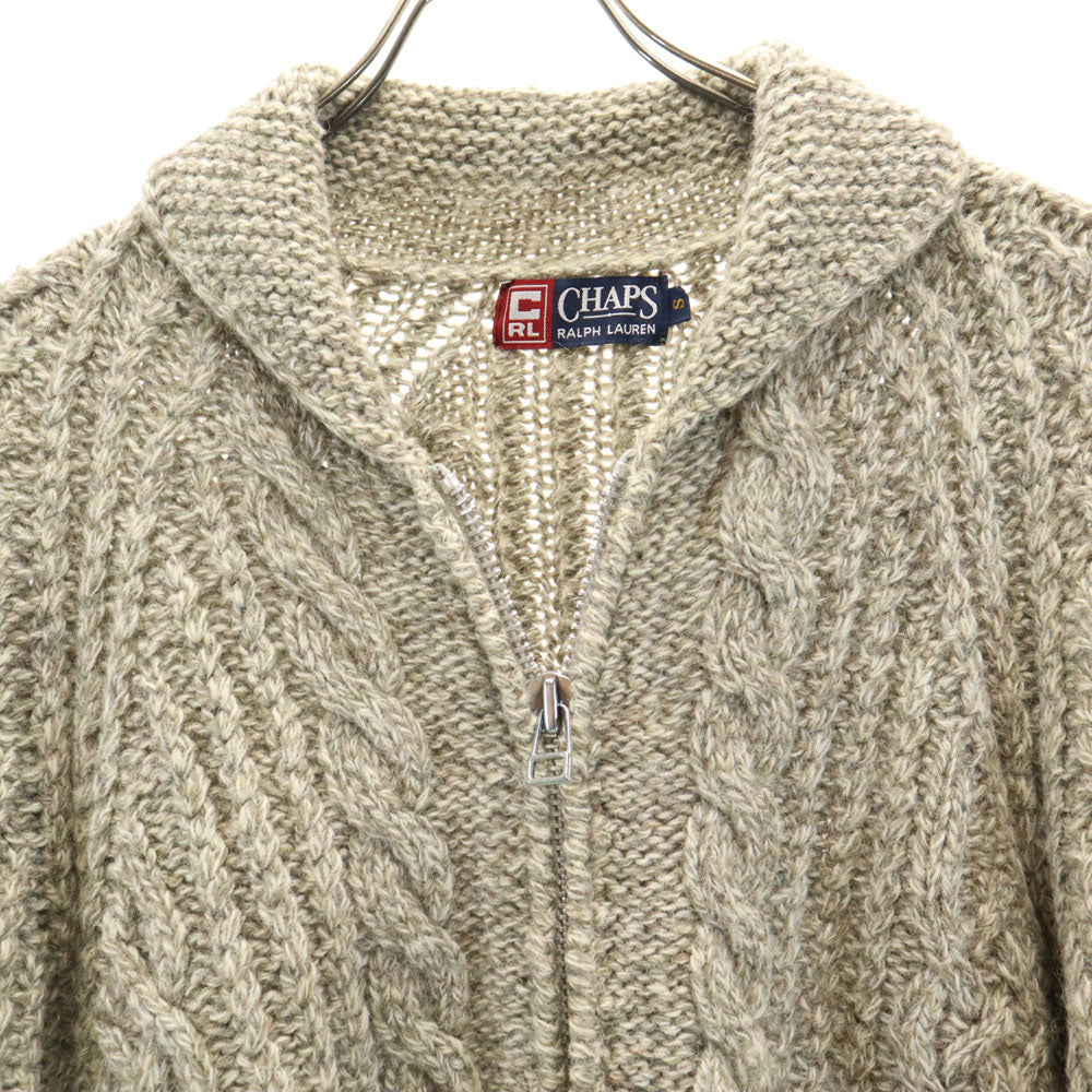 チャップスラルフローレン 90s ショールカラー ニットジャケット S グレージュ CHAPS RALPH LAUREN メンズ