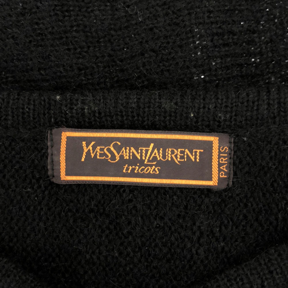 YVES SAINT LAURENT イヴサンローラン 90s オールド 長袖 Vネック ニット M ブラック セーター レディース