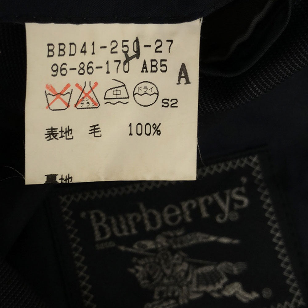 Burberrys バーバリーズ 90s ウール オールド ストライプ ダブル テーラードジャケット AB5 ネイビー メンズ