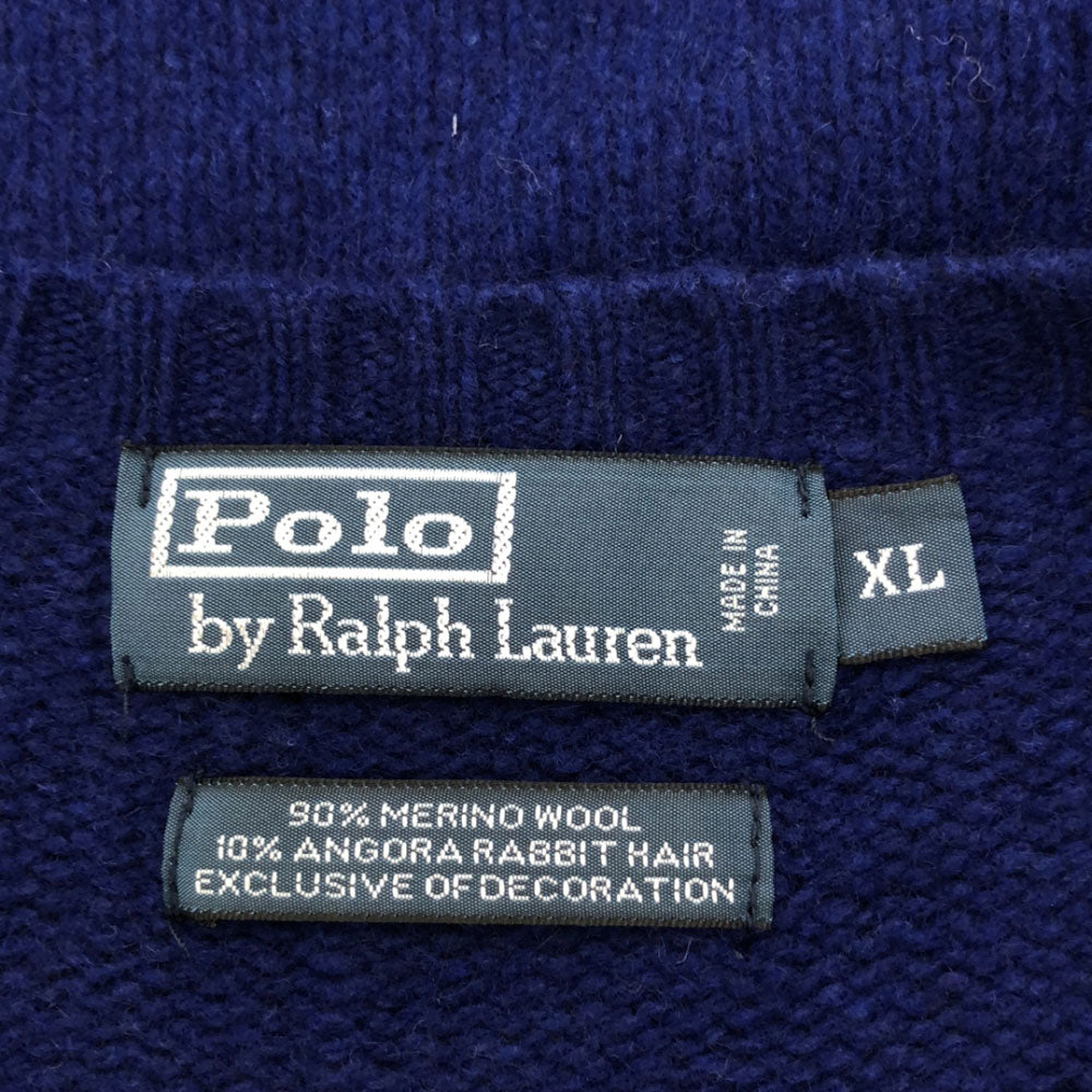 Polo by Ralph Lauren ポロバイラルフローレン 90s ウールブレンド オールド 長袖 セーター XL ブルー ニット エルボーパッチ メンズ