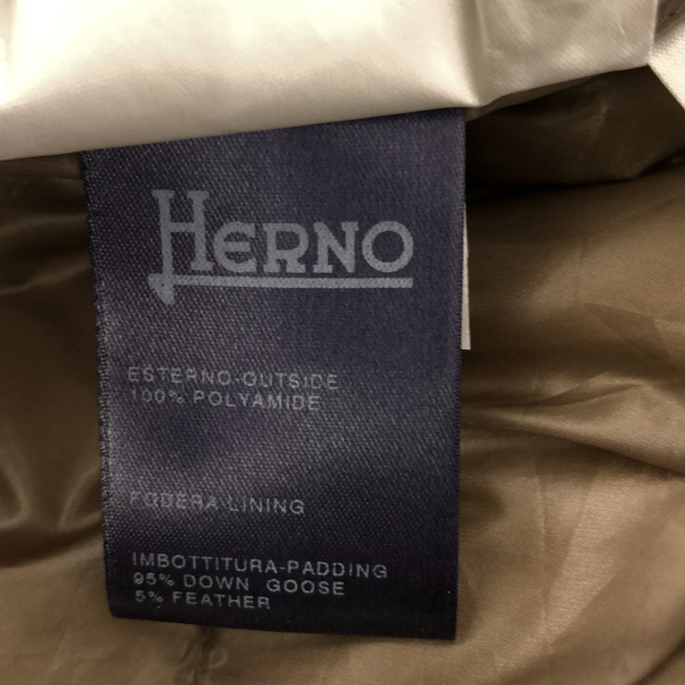 Herno ヘルノ ダウンコート 40 ブラウンベージュ フード レディース