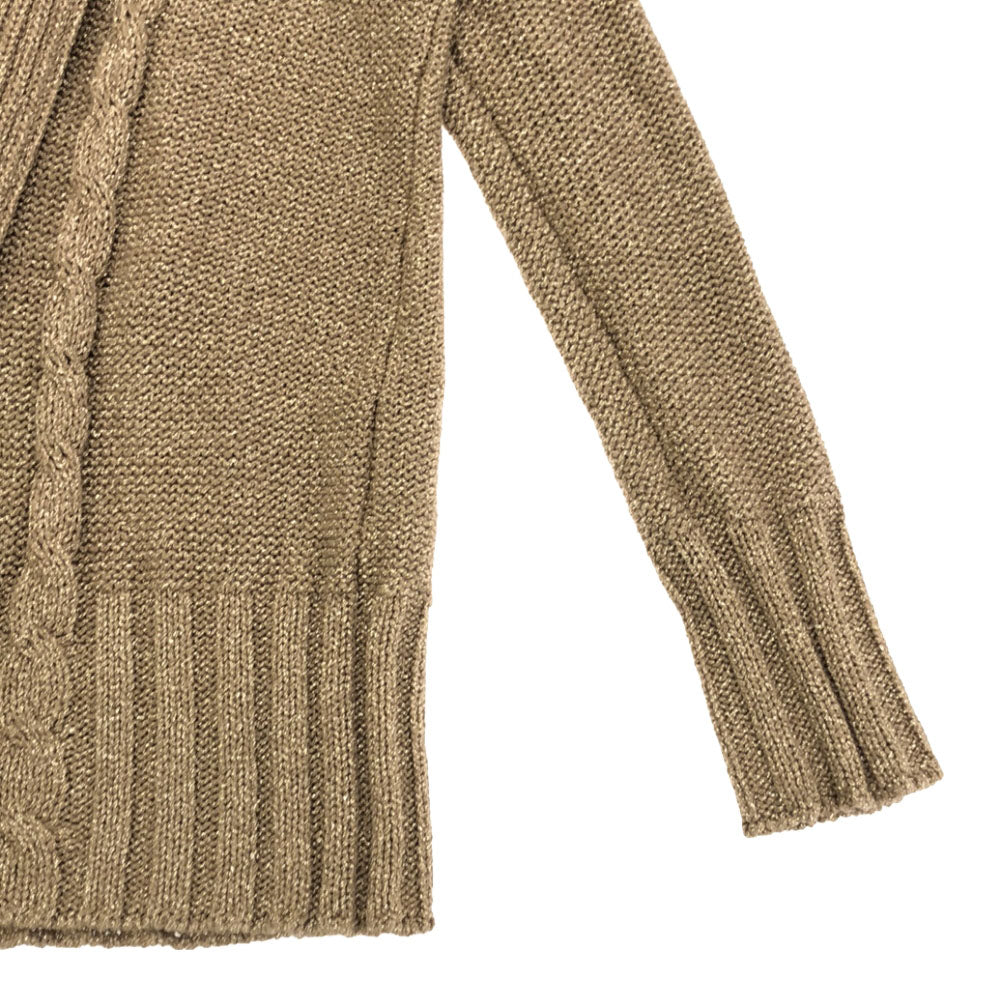 Tory Burch トリーバーチ ラメ 長袖 ニットカーディガン L ベージュ系 レディース