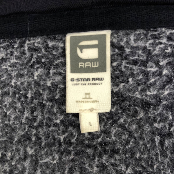 ジースターロウ 長袖 ジップパーカー L ネイビー系 G-STAR RAW 切替 裏起毛 メンズ