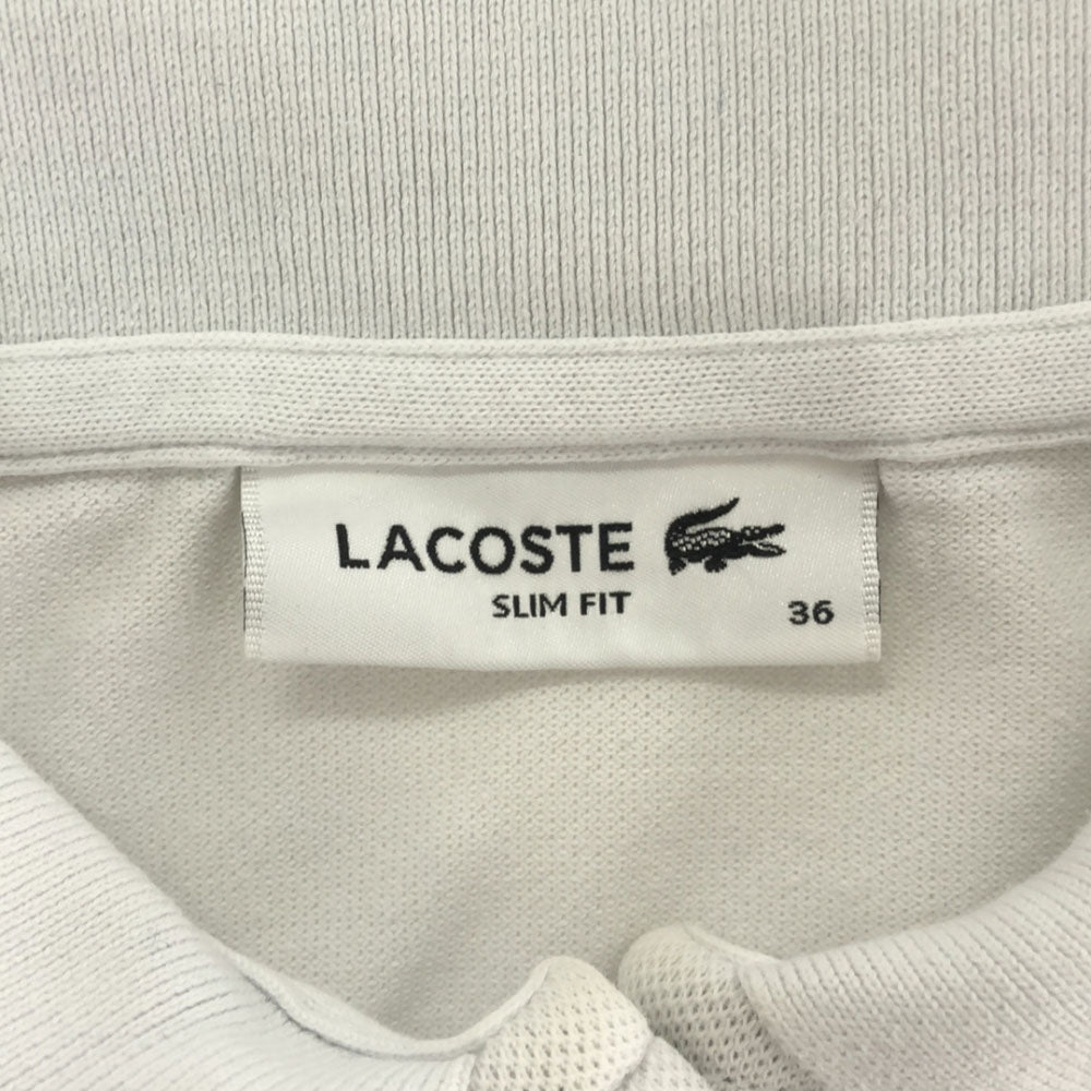 ラコステ 日本製 長袖 ポロシャツ 36 ホワイト LACOSTE 鹿の子地 レディース