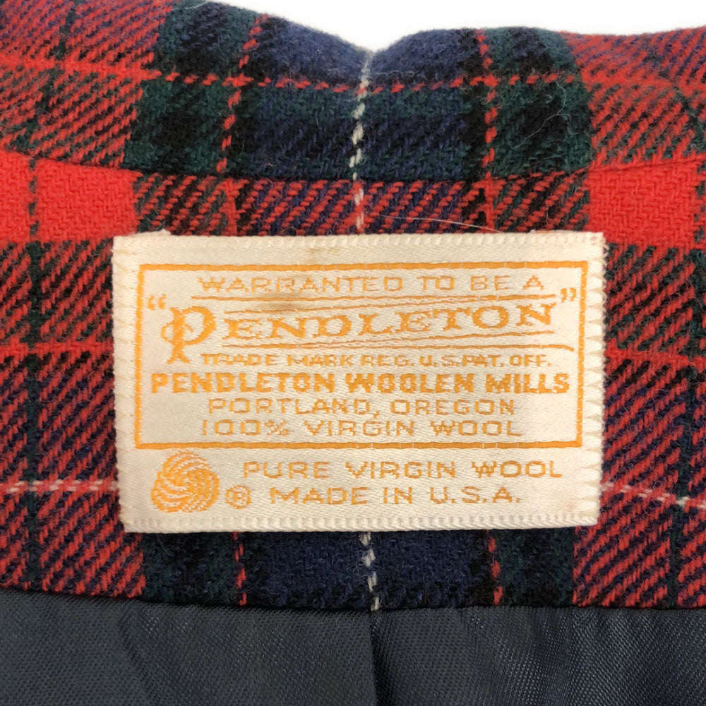 PENDLETON ペンドルトン 70s ウール USA製 ヴィンテージ タータンチェック柄 テーラードジャケット レッド系 レディース