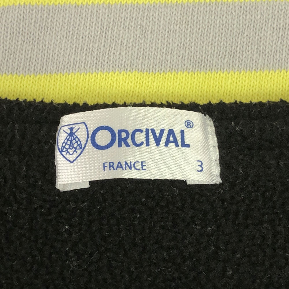 オーシバル 日本製 ボーダー 長袖 Tシャツ 3 グレー×イエロー ORCIVAL ロンT 裏フリース メンズ