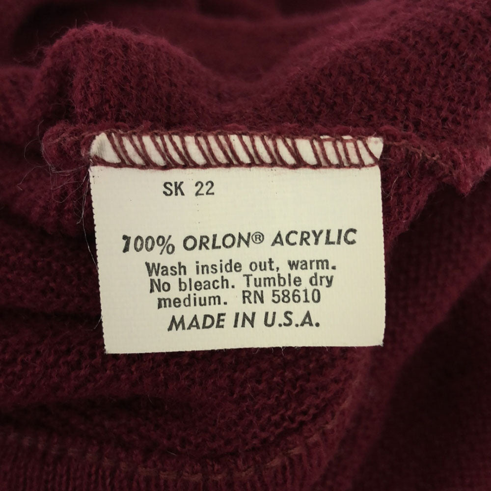 Pickering ピカリング 70s 80s USA製 ヴィンテージ 刺繍 長袖 Vネック セーター L レッド系 ニット メンズ