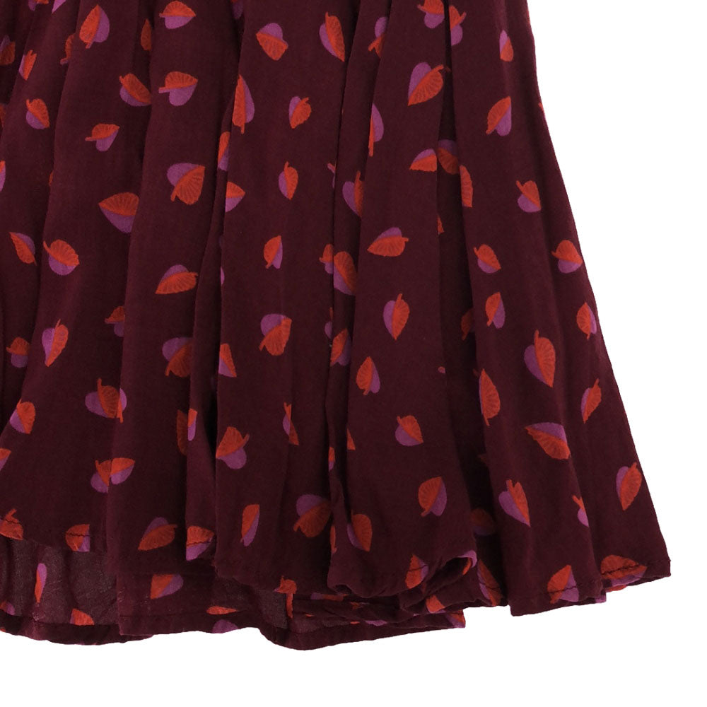 KAREN WALKER カレンウォーカー リーフ柄 長袖 膝丈ワンピース 2 レッド系 レディース