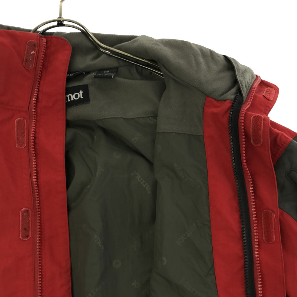 MARMOT マーモット アウトドアジャケット S レッド×グレー フード メンズ
