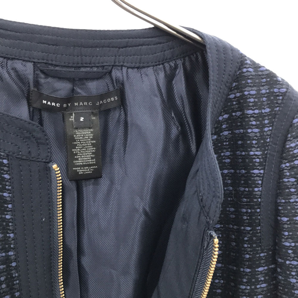 MARC JACOBS マークジェイコブス 長袖 スカートスーツ 上下 セットアップ 2 ネイビー系 ポケット付き レディース