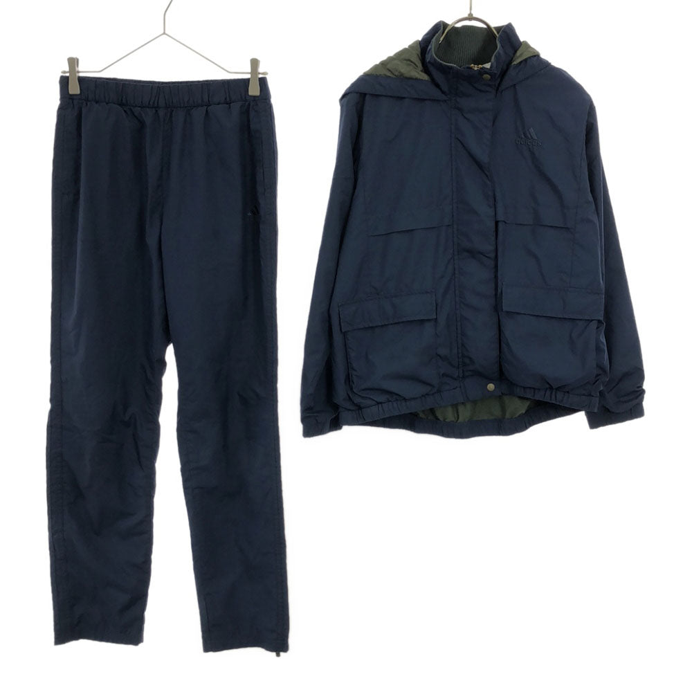 adidas アディダス ロゴ刺繍 トレーニング ジャケット 上下 セットアップ M ネイビー スポーツ CLIMASTORM レディース